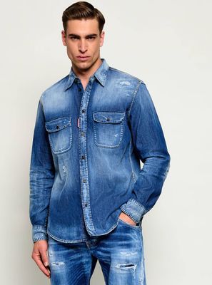 Koszula męska z klasycznym kołnierzykiem Dsquared2 ze sklepu: Gomez Fashion Store w kategorii: Koszule męskie - zdjęcie 874714-BD9-10338_DQ262M000006470