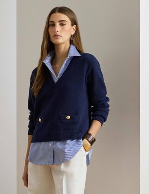 Sweter damski casual LAUREN RALPH LAUREN ze sklepu: Gomez Fashion Store w kategorii: Swetry damskie - zdjęcie 874714-BD9-10338_RL262W00001651T
