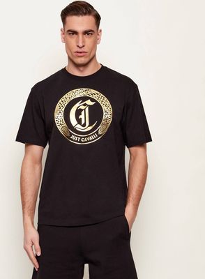 T-shirt męski w stylu młodzieżowym Just Cavalli ze sklepu: Gomez Fashion Store w kategorii: T-shirty męskie - zdjęcie 874714-BD9-10338_CA262M000049899