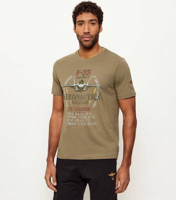 Aeronautica Militare - T-shirt męski na wiosnę młodzieżowy ze sklepu: Gomez Fashion Store w kategorii: T-shirty męskie - zdjęcie 874714-BD9-10338_AM261M000010424