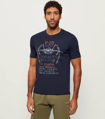 T-shirt męski na wiosnę w stylu młodzieżowym Aeronautica Militare ze sklepu: Gomez Fashion Store w kategorii: T-shirty męskie - zdjęcie 874714-BD9-10338_AM261M000010001