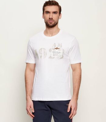 T-shirt męski w stylu młodzieżowym Aeronautica Militare ze sklepu: Gomez Fashion Store w kategorii: T-shirty męskie - zdjęcie 874714-BD9-10338_AM262M000078002
