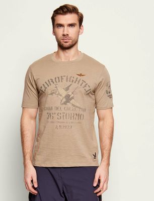 Aeronautica Militare - T-shirt męski na wiosnę młodzieżowy ze sklepu: Gomez Fashion Store w kategorii: T-shirty męskie - zdjęcie 874714-BD9-10338_AM262M000079382