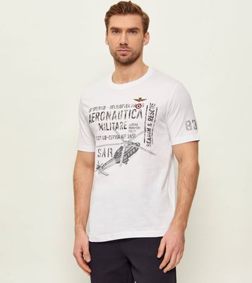 Aeronautica Militare - T-shirt męski letni młodzieżowy ze sklepu: Gomez Fashion Store w kategorii: T-shirty męskie - zdjęcie 874714-BD9-10338_AM262M000080002