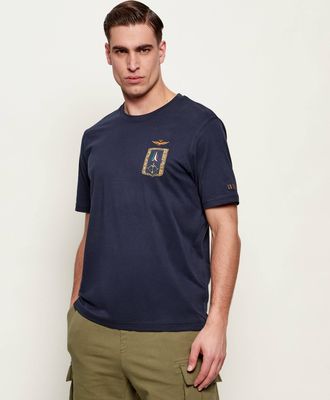 T-shirt męski letni Aeronautica Militare ze sklepu: Gomez Fashion Store w kategorii: T-shirty męskie - zdjęcie 874714-BD9-10338_AM262M000083001