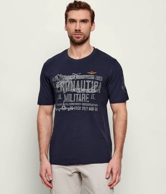 T-shirt męski na lato Aeronautica Militare ze sklepu: Gomez Fashion Store w kategorii: T-shirty męskie - zdjęcie 874714-BD9-10338_AM262M000084001