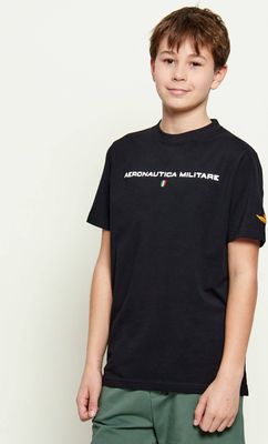 Aeronautica Militare - czarny T-shirt chłopięce z napisami ze sklepu: Gomez Fashion Store w kategorii: T-shirty chłopięce