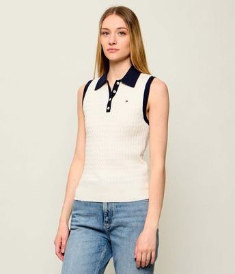 Tommy Hilfiger - Bluzka damska na lato ze sklepu: Gomez Fashion Store w kategorii: Bluzki damskie - zdjęcie 874714-BD9-10338_TH264W000046L35