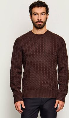 brązowy Sweter męski na zimę casual BOSS BLACK ze sklepu: Gomez Fashion Store w kategorii: Swetry męskie