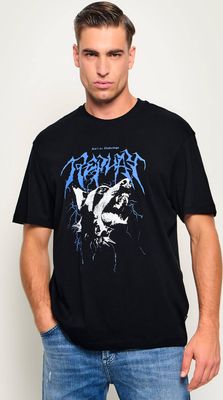 czarny T-shirt męski w stylu młodzieżowym z krótkimi rękawami Replay ze sklepu: Gomez Fashion Store w kategorii: T-shirty męskie