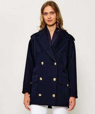 Płaszcz damski casualowy Elisabetta Franchi ze sklepu: Gomez Fashion Store w kategorii: Płaszcze damskie - zdjęcie 874714-BD9-10338_EF264W000046888