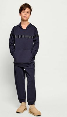 EA7 - granatowy Dres chłopięcy z napisami ze sklepu: Gomez Fashion Store w kategorii: Dresy chłopięce