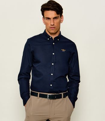 Koszula męska z kołnierzykiem button down Aeronautica Militare ze sklepu: Gomez Fashion Store w kategorii: Koszule męskie - zdjęcie 874714-BD9-10338_AM264M000005001