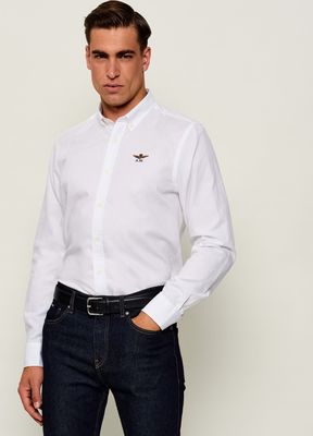 Koszula męska z klasycznym kołnierzykiem na wiosnę Aeronautica Militare ze sklepu: Gomez Fashion Store w kategorii: Koszule męskie - zdjęcie 874714-BD9-10338_AM264M000005002