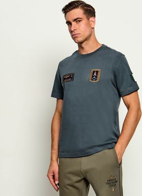 T-shirt męski w stylu młodzieżowym Aeronautica Militare ze sklepu: Gomez Fashion Store w kategorii: T-shirty męskie - zdjęcie 874714-BD9-10338_AM264M000023482