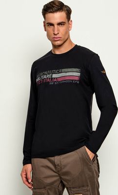 T-shirt męski w stylu młodzieżowym Aeronautica Militare ze sklepu: Gomez Fashion Store w kategorii: T-shirty męskie - zdjęcie 874714-BD9-10338_AM264M000026004