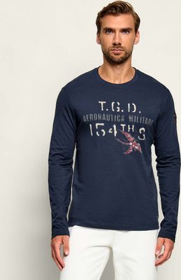 T-shirt męski w stylu młodzieżowym Aeronautica Militare ze sklepu: Gomez Fashion Store w kategorii: T-shirty męskie - zdjęcie 874714-BD9-10338_AM265M000073001