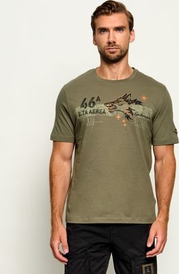 T-shirt męski w stylu młodzieżowym Aeronautica Militare ze sklepu: Gomez Fashion Store w kategorii: T-shirty męskie - zdjęcie 874714-BD9-10338_AM265M000078433