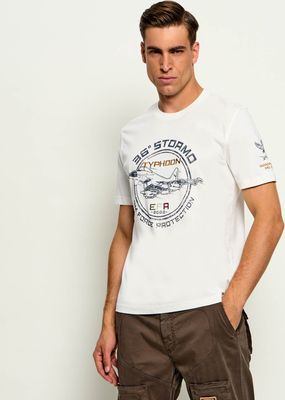 T-shirt męski wiosenny młodzieżowy Aeronautica Militare ze sklepu: Gomez Fashion Store w kategorii: T-shirty męskie - zdjęcie 874714-BD9-10338_AM265M000079002