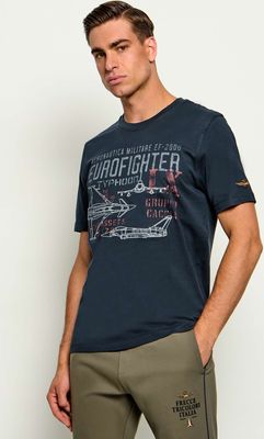 T-shirt męski w stylu młodzieżowym Aeronautica Militare ze sklepu: Gomez Fashion Store w kategorii: T-shirty męskie - zdjęcie 874714-BD9-10338_AM265M000081001