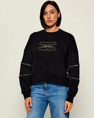 Bluza damska w stylu młodzieżowym Elisabetta Franchi ze sklepu: Gomez Fashion Store w kategorii: Bluzy damskie - zdjęcie 874714-BD9-10338_EF264W000123110