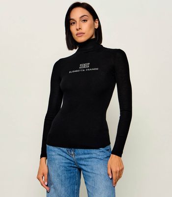 Sweter damski casual Elisabetta Franchi ze sklepu: Gomez Fashion Store w kategorii: Swetry damskie - zdjęcie 874714-BD9-10338_EF264W000133585