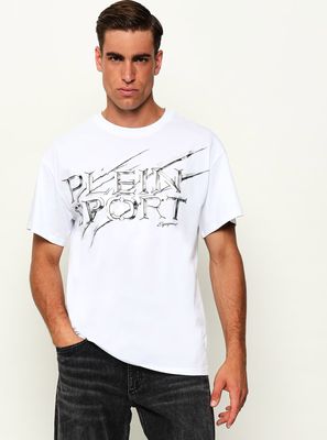 T-shirt męski w stylu młodzieżowym na wiosnę Plein Sport ze sklepu: Gomez Fashion Store w kategorii: T-shirty męskie - zdjęcie 874714-BD9-10338_PS264M000031101