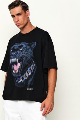 T-shirt męski w stylu młodzieżowym Just Cavalli ze sklepu: Gomez Fashion Store w kategorii: T-shirty męskie - zdjęcie 874714-BD9-10338_CA265M000039899