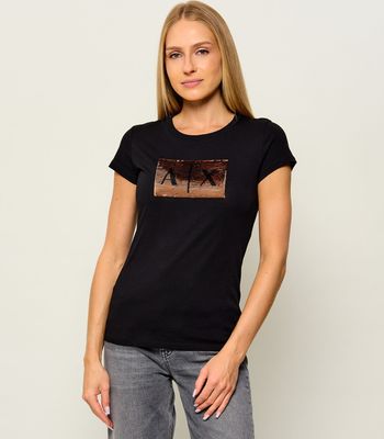 Bluzka damska w stylu młodzieżowym Armani Exchange ze sklepu: Gomez Fashion Store w kategorii: Bluzki damskie - zdjęcie 874714-BD9-10338_AX195W000085018