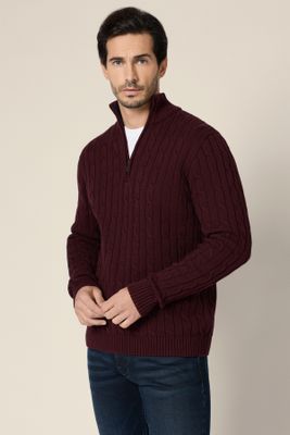 Sweter męski casual Lancerto ze sklepu: Lancerto S.A. w kategorii: Swetry męskie - zdjęcie 938E51-772-11513_SW073225000036.BORDO