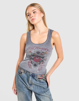 Bluzka damska na lato ED HARDY ze sklepu: JD Sports  w kategorii: Bluzki damskie - zdjęcie 9C9C4A-9AA-13709_ED6025