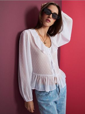 Bluzka damska casual na wiosnę Sinsay ze sklepu: Sinsay w kategorii: Bluzki damskie - zdjęcie CC22A15-4CA-6968_068GY