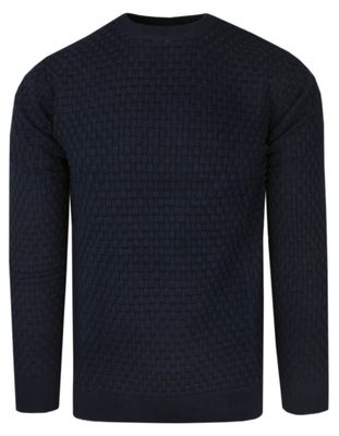 Sweter męski na zimę casual Adriano Guinari ze sklepu: JegoSzafa.pl w kategorii: Swetry męskie - zdjęcie D87F7971-8A8-365_SWADGAW23FAKTURAnavy