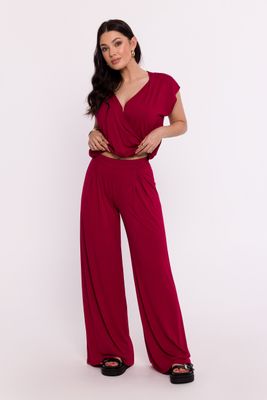 czerwony Spodnie damskie eleganckie BeWear ze sklepu: Cudmoda w kategorii: Spodnie damskie