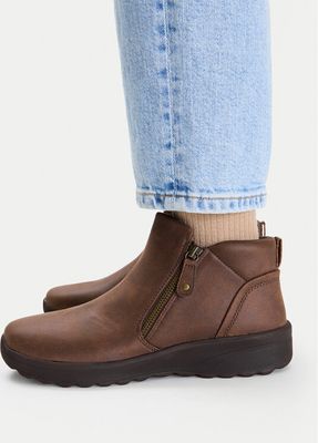 brązowy Botki casual na płaskiej podeszwie Skechers ze sklepu: eobuwie.pl w kategorii: Botki