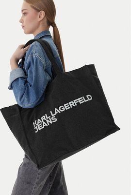 Shopper bag na wakacje Karl Lagerfeld Jeans ze sklepu: eobuwie.pl w kategorii: Torby Shopper bag - zdjęcie WP-EBWP-9KUZS-09B_0000305789006