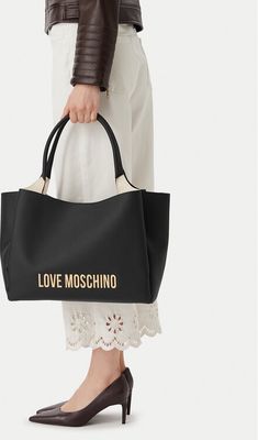 Shopper bag na wakacje elegancka Love Moschino ze sklepu: eobuwie.pl w kategorii: Torby Shopper bag - zdjęcie WP-EBWP-9KUZS-09B_0000306357921
