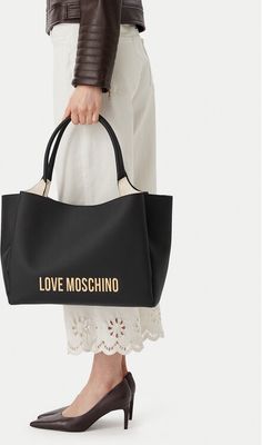 Shopper bag na wakacje elegancka Love Moschino ze sklepu: eobuwie.pl w kategorii: Torby Shopper bag - zdjęcie WP-EBWP-9KUZS-09B_0000306357921