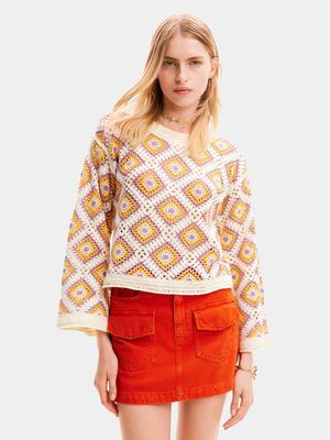 Sweter damski zimowy Desigual ze sklepu: MODIVO w kategorii: Swetry damskie - zdjęcie WP-EBWP-BKLVO-LN0_0000303777128