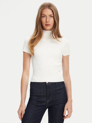 Guess - biały Sweter damski z okrągłym dekoltem ze sklepu: MODIVO w kategorii: Swetry damskie