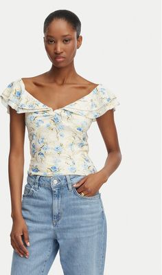 Guess - Bluzka damska na wiosnę ze sklepu: MODIVO w kategorii: Bluzki damskie - zdjęcie WP-EBWP-BKLVO-LN0_0000305898456