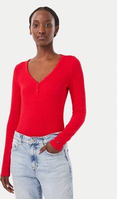 Bluzka damska jesienna Tommy Jeans ze sklepu: MODIVO w kategorii: Bluzki damskie - zdjęcie WP-EBWP-BKLVO-LN0_0000306168015