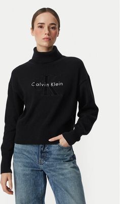Sweter damski casual Calvin Klein Jeans ze sklepu: MODIVO w kategorii: Swetry damskie - zdjęcie WP-EBWP-BKLVO-LN0_0000306169821